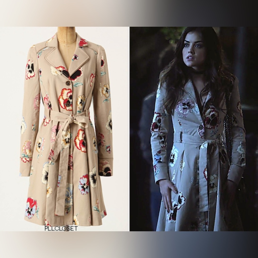 ANTHROPOLOGIE Pansy Lace Up Corset Trench Coat ASO PLL Pretty Little Liars Sz 4